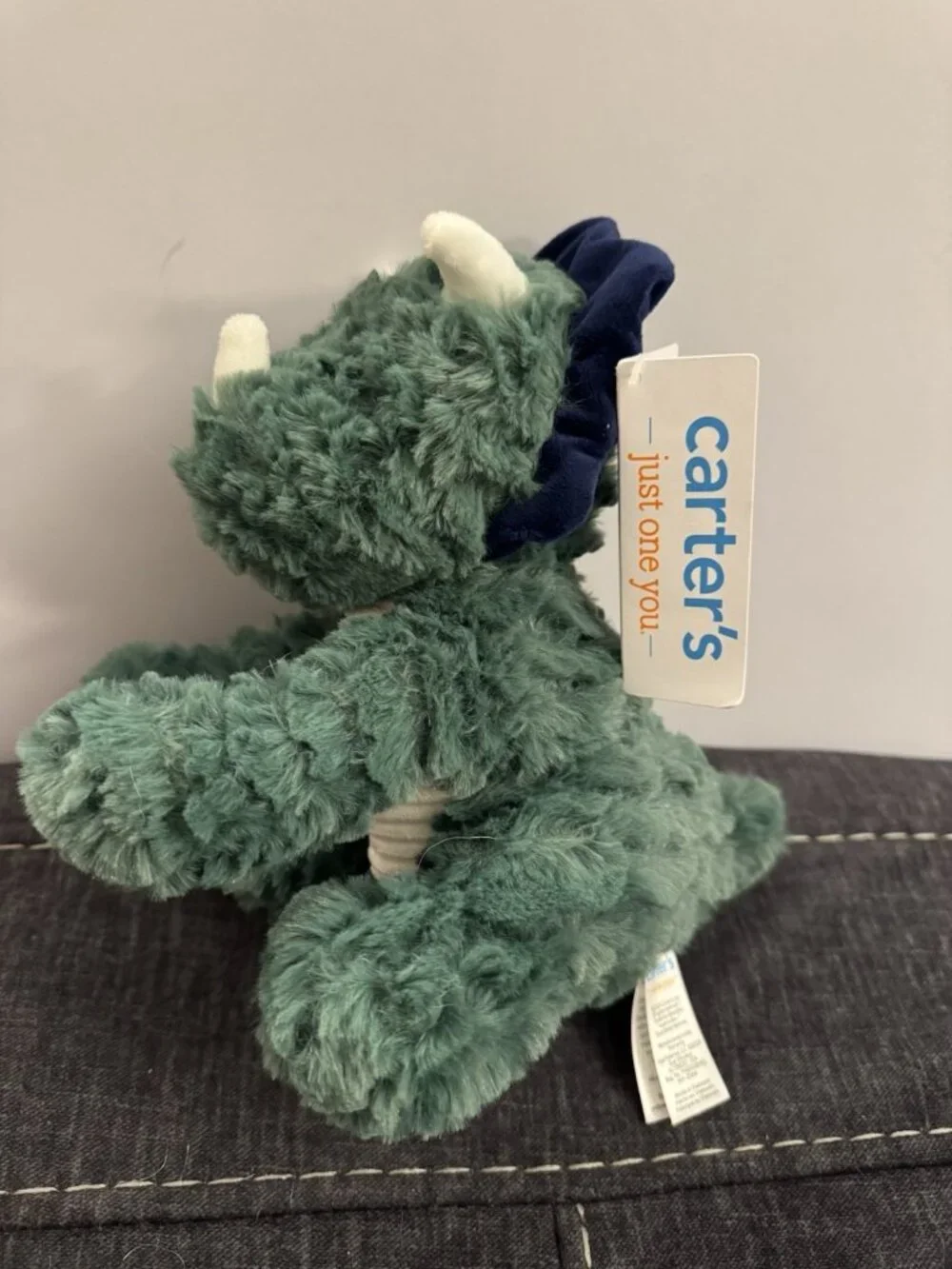 New  Carters Just One You Dark Green Triceratops Dinosaur Plush Baby Toy EB11
